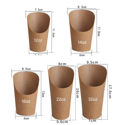 French Fries Holder Kraft Paper Cups Holder Disposable Paper Cups - Aimall