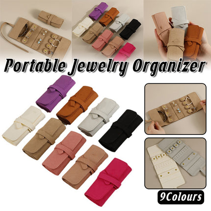 Portable Microfiber Jewelry Storage Bag Roll Organizer for Earrings Necklaces