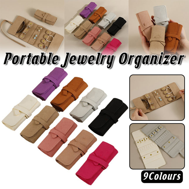 Portable Microfiber Jewelry Storage Bag Roll Organizer for Earrings Necklaces
