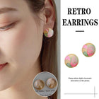 925 Silver Retro Geometry Oil Painting Color Mixing Dangle Earrings Jewlery Gift - Aimall
