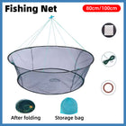 Open Folding Fishing Net Round Fishnet Portable Fish Pocket for Outdoor Angling