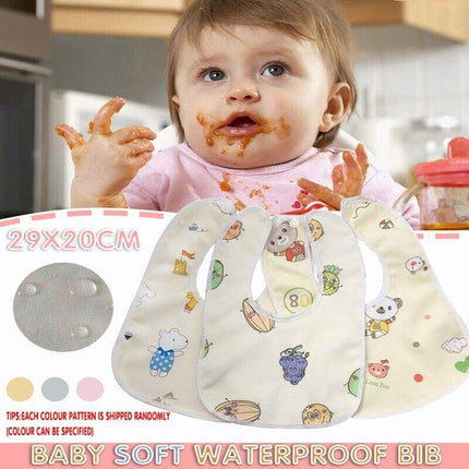 3X Baby Bibs Set Waterproof 100% Cotton Soft Kid Boy Girl Gift Adjustable 0-1yr - Aimall