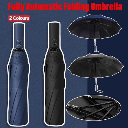 Automatic Folding Umbrella 12-Rib Large Windproof Sunshade for Men and Women