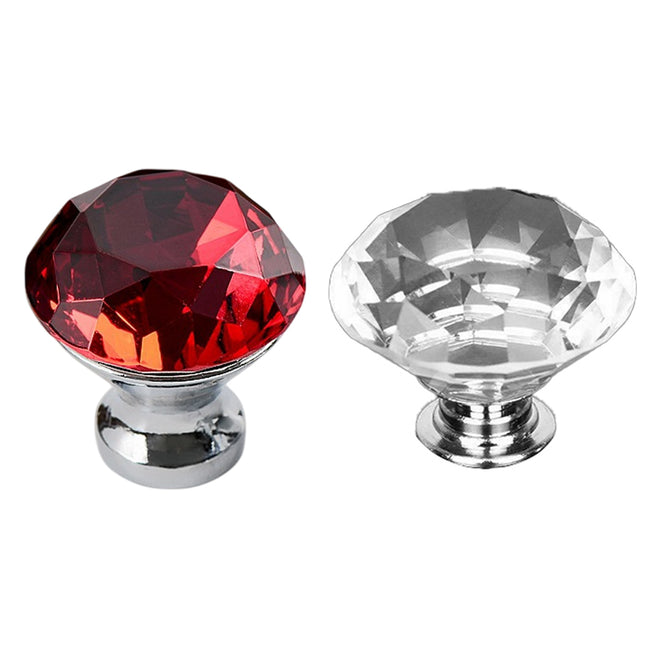 Door Knobs Handles Clear Crystal Diamond Glass Kitchen Cupboard Cabinet Pulls 30MM