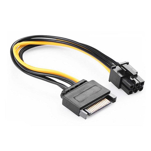 20CM 15 Pin SATA Power to 6 Pin PCIe PCI-e PCI Express Cable For Video Card