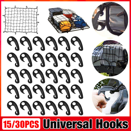 15/30pcs Heavy Duty Luggage Net Hooks Cargo Tie Down Straps Bungee Cord Clips