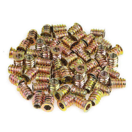 120PCS M6 Zinc Alloy Furniture Hex Drive Flat Head Nut Threaded For Wood Insert - Aimall