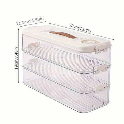 3 Layers Square Food Storage Container with Lid Kitchen Organiser for Meal Prep
