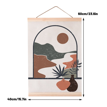 Scroll Painting with Solid Wood Hanger Traditional Chinese Style For Home Decor