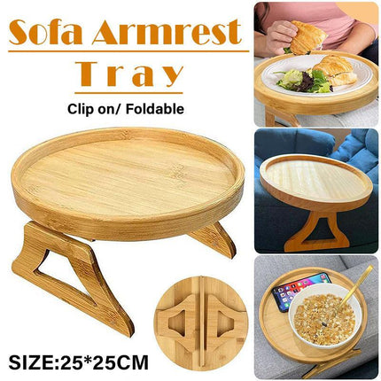 Wooden Sofa Foldable Tray Clip-on Sofa Armrest Tray Coffee Drink Snacks Holder - Aimall