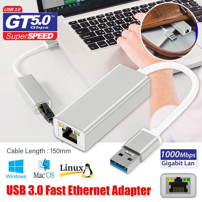 USB 3.0 to Gigabit RJ45 Ethernet LAN network Adapter 1000Mbps For Macbook PC - Aimall