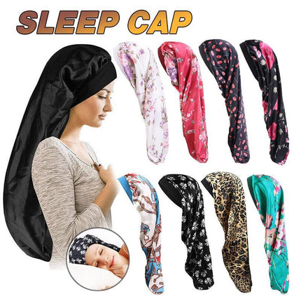 Sleep Cap Satin Silk Bonnet Wrap Hat Headwear Hair Sock Long Head Cover Turban - Aimall