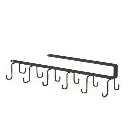 2pcs No Punch Cup Holder Double Row Hooks Mug Storage Rack for Kitchen Shelves