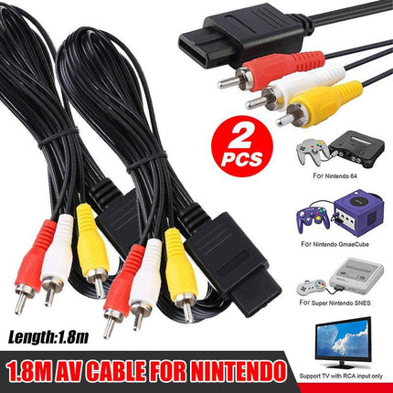 2x RCA AV Audio Video Composite Cable Cord SUPER SNES GAMECUBE GC NINTENDO N64 - Aimall