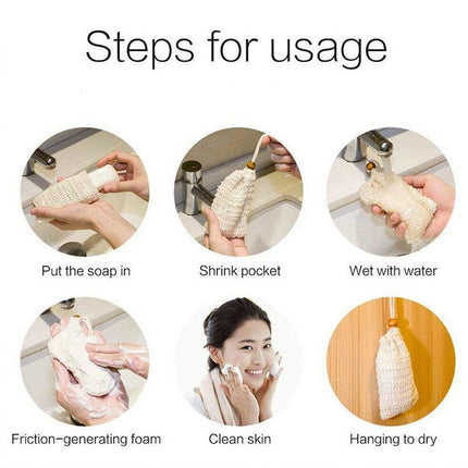 1/2/4/8X Flax Soap Exfoliating Bags with Foaming Net & Drawstring