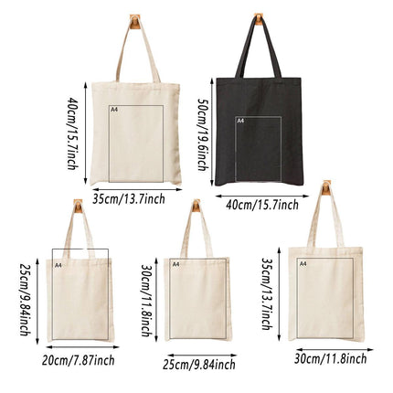 5PCS Canvas Tote Bag Cotton Blank DIY Shopping Shoulder Bags