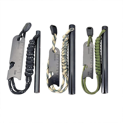 Ferrocerium Flint Rod 15Cm X 1.3Cm Survival Fire Starter With Striker Para-Cord