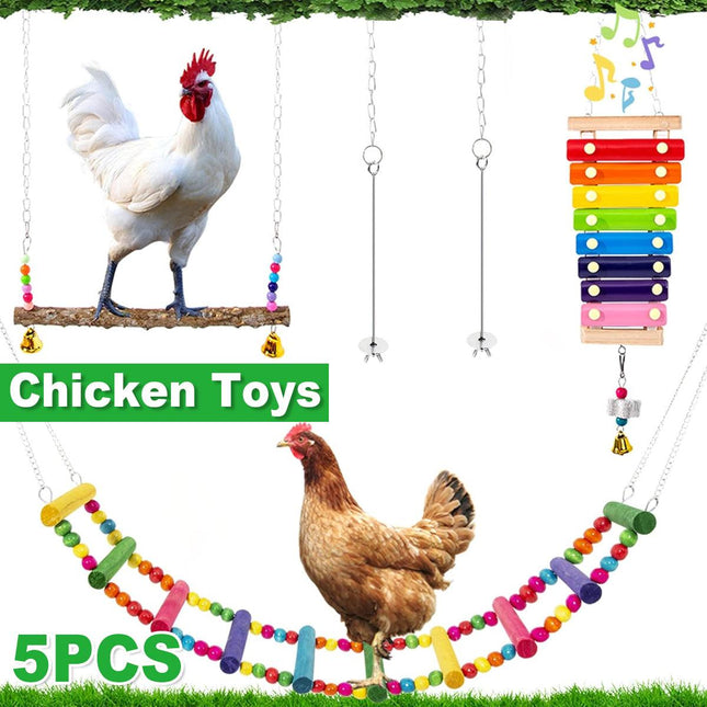 5pcs Chicken Toys Climbing Ladder Swing Hanging Toy for Hens and Poultry Play
