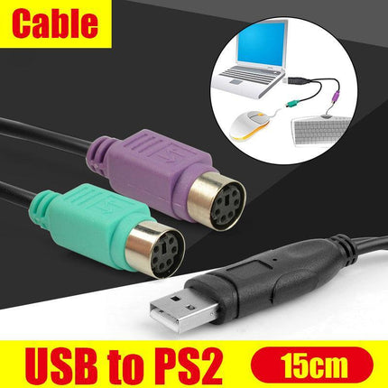 USB Male to PS2 Female Adapter Active Converter Cable Barcode scanner KVM Switch - Aimall