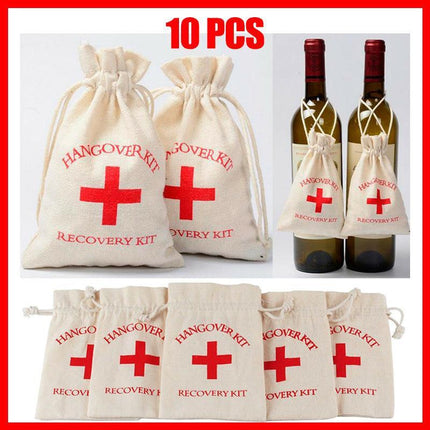 10x Hangover Recovery Kit Muslin Favour Bags Rustic Hens Party Engagement - Aimall