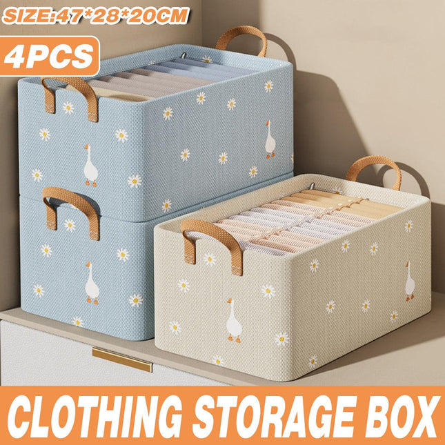 4pcs Clothes Storage Box Foldable Organizer for Closet Household Dormitory Use