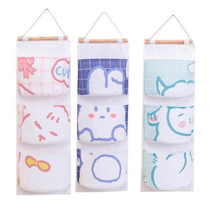 Bear Rabbit Sundry Storage Bag 3 Pockets Door Wall Hanging Organizer Pouch AU - Aimall