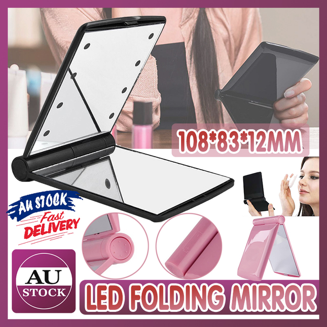 Brand New Compact Makeup Mirror Folding Portable Cosmetic Pocket Led Lights