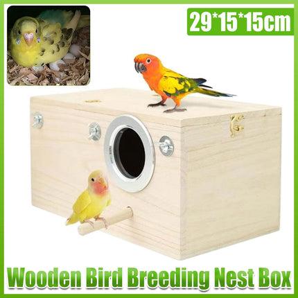Wooden Breeding Box for Pet Parrot Outdoor Hatching Cage Nesting Box Habitat