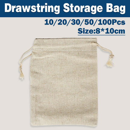 8X10Cm Small Bag Natural Linen Pouch Drawstring Burlap Jute Sack Jewelry Gift