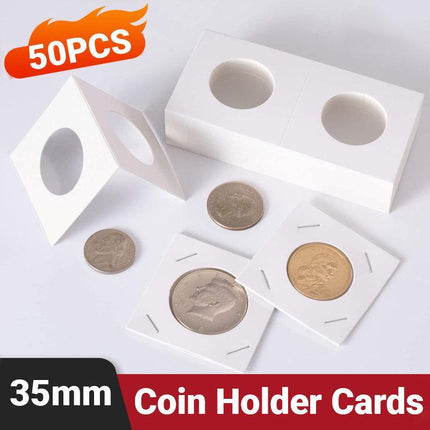 100PCS Coin Holders 35MM CARDBOARD 2"x 2" COIN HOLDERS SUIT protect coins - Aimall