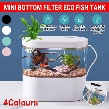 Mini Self-Circulating Desktop Fish Tank Eco-Friendly Creative Aquarium for Home