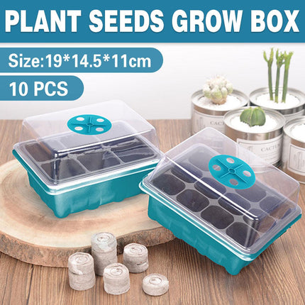 10 Plant Seeds Grow Box Propagation Nursery Garden Seedling Starter Tray 12 Hole