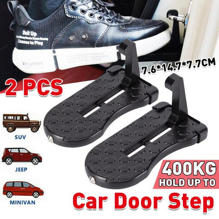 2xVehicle Access Roof Of Car Door Step Doorstep Rooftop Latch Pedal Hook Folding - Aimall