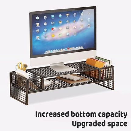 Monitor Laptop Height Riser with Storage Shelf for Home Office Space Saving Use