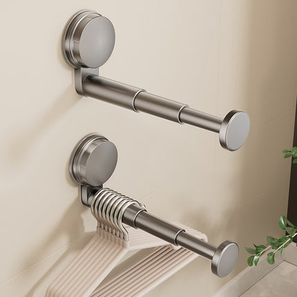 2 Pcs Telescopic Clothes Hangers With Suction Cups For Smooth Walls