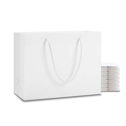 50PCS Kraft Paper Gift Bags Custom Blank Shopping Handbags for Garment Packaging