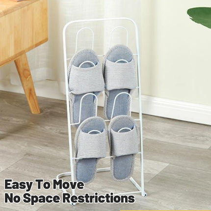 Metal Floor Standing Slipper Rack for Entryway Hallway Bathroom Space Saving