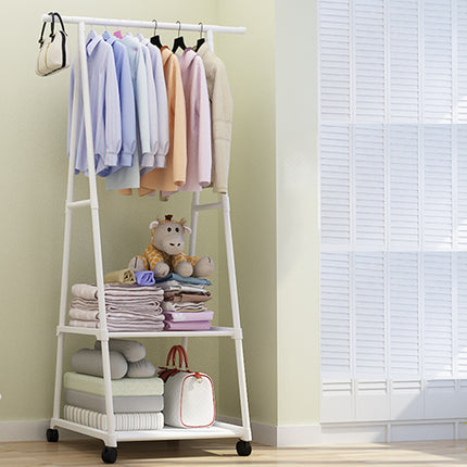 Clothes Drying Rack Floor Standing Coat Hanger V Belt Wheel Style for Bedroom