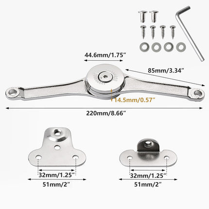 2 PCS Folding Lid Lift Up Stay Support Buffer Stop Hinge Silver With Soft-Close