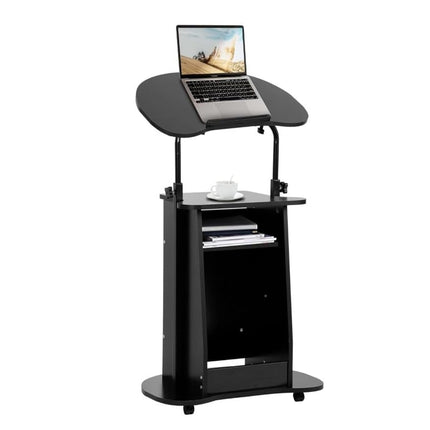 Mobile Height Adjustable Sofa Side Table Computer Desk with Wheels Space Saving