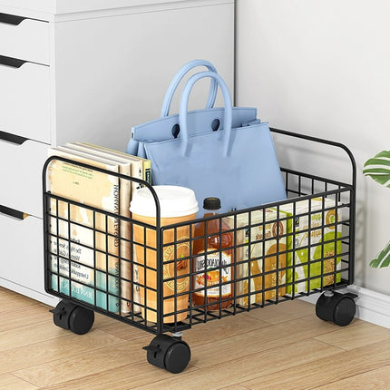 Under-Table Movable Storage Rack with Wheels for Office Home Kitchen Durable