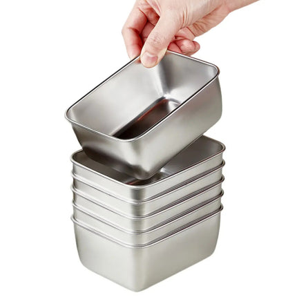 6pcs Stainless Steel Food Container Set Sealed Lid Fruit Vegetable Storage Box