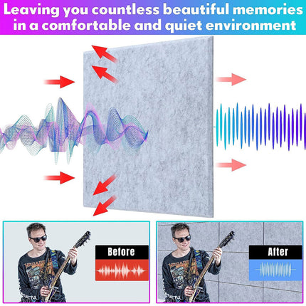 12pcs 30x30cm Self-Adhesive Acoustic Foam Sound Proofing Absorbing Panels