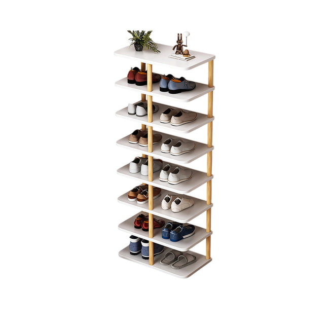 8 Tiers Shoe Rack Wood Vertical Space Saving Narrow Shoe Rack Storage 14 Pairs