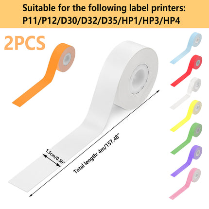 2 Rolls Square Sticker Thermal Paper Labels 15mm x 4m for Barcode Printing