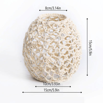 Paper Rope Pendant Light New Chinese Style Rattan-Like Lampshade Lamp 15x15cm