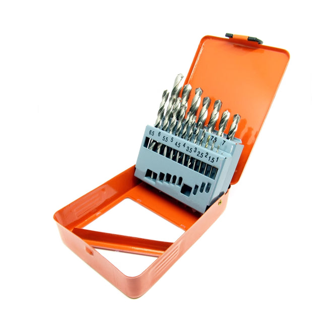 19pcs Straight Shank Twist Drill Bit Set High Speed Steel Metal Drilling Tool