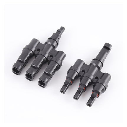 Solar Connector Set 1Pair T Type Four Way Photovoltaic Adapter for Panel System