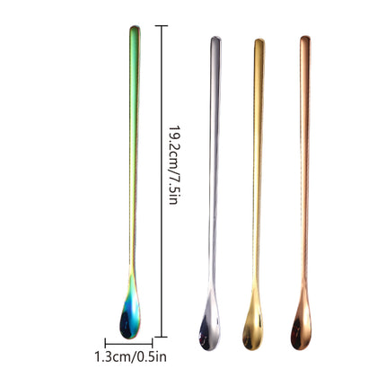 16PCS Stainless Steel Stirring Spoons 192mm Long Multi Colour Set for Drinks Use