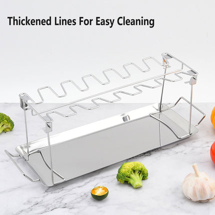 Folding Grilled Chicken Leg Plate Stainless Steel BBQ Grill Rack Outdoor Tool